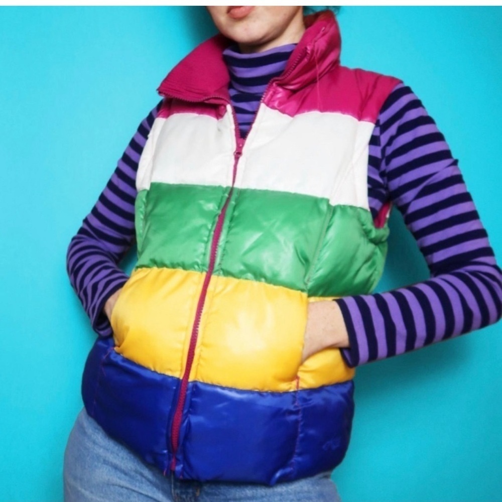 COPY - Aeropostale Colorblock Rainbow Puffer Vest Size Medium
